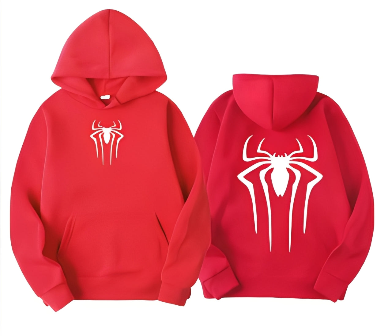 Spider Logo Couple Hoodies – Red & Black Edition