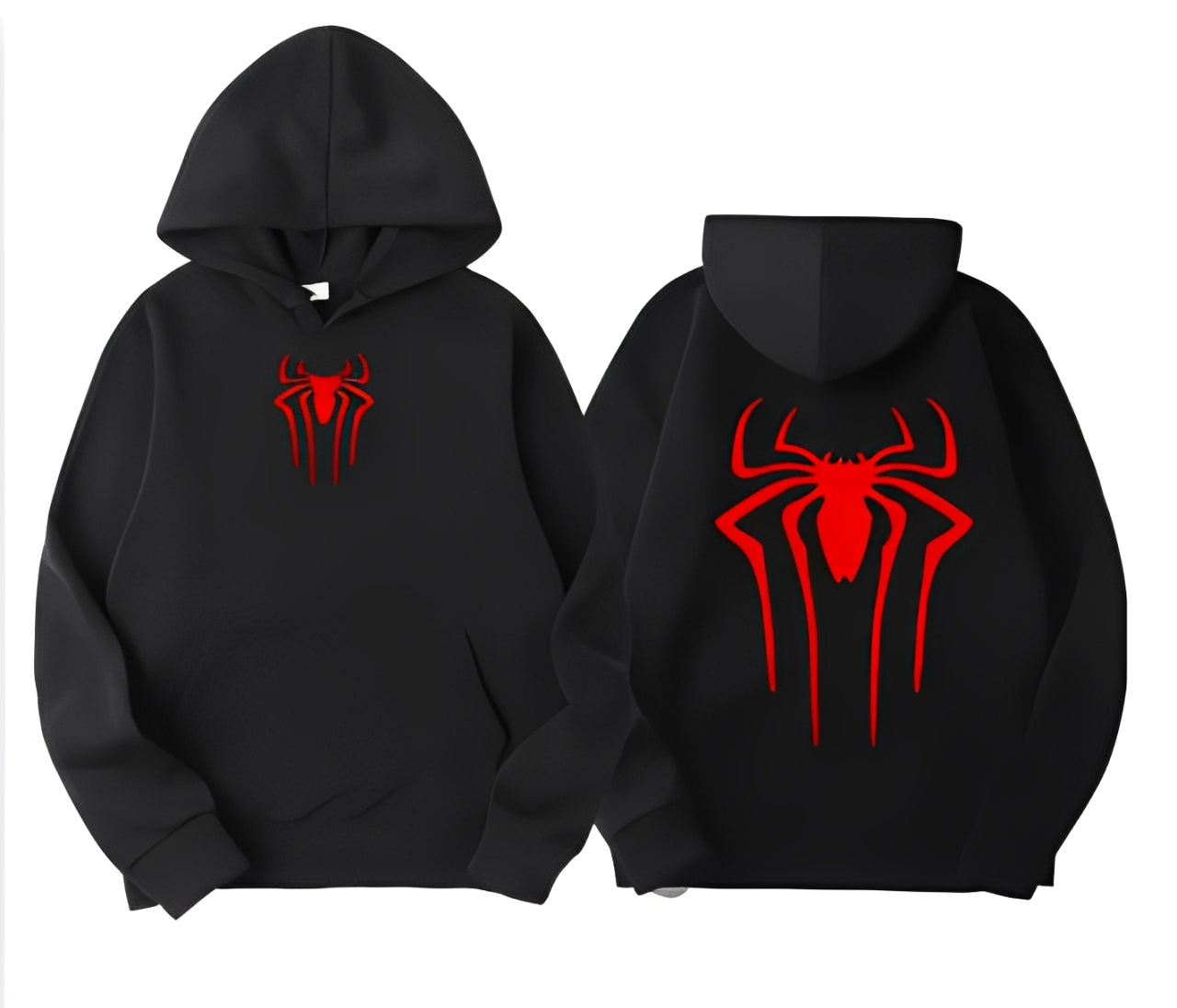 Spider Logo Couple Hoodies – Red & Black Edition