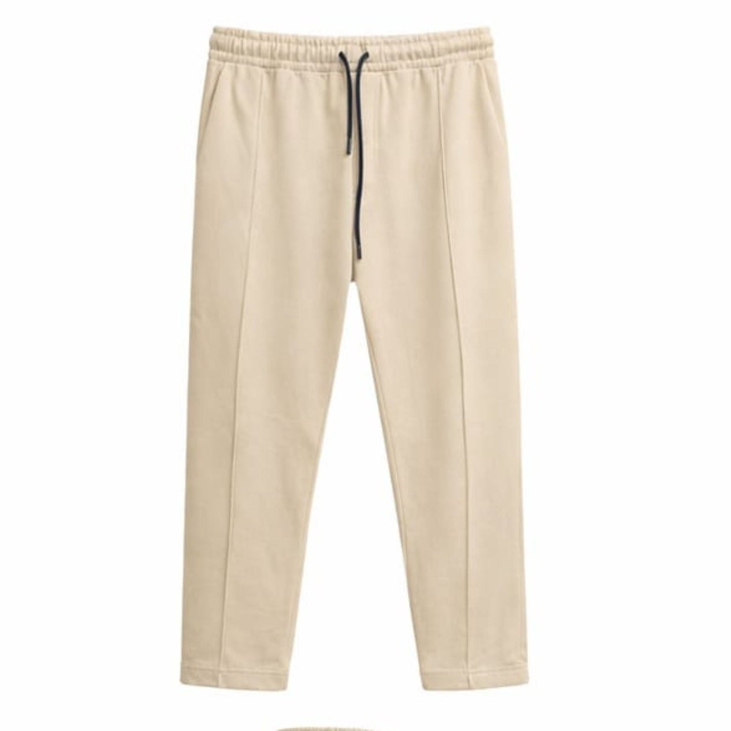 Beige Slim-Fit Drawstring Jogger Pants