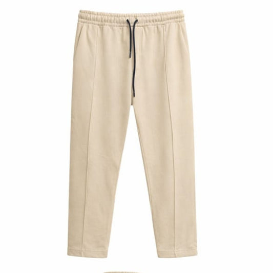 Beige Slim-Fit Drawstring Jogger Pants