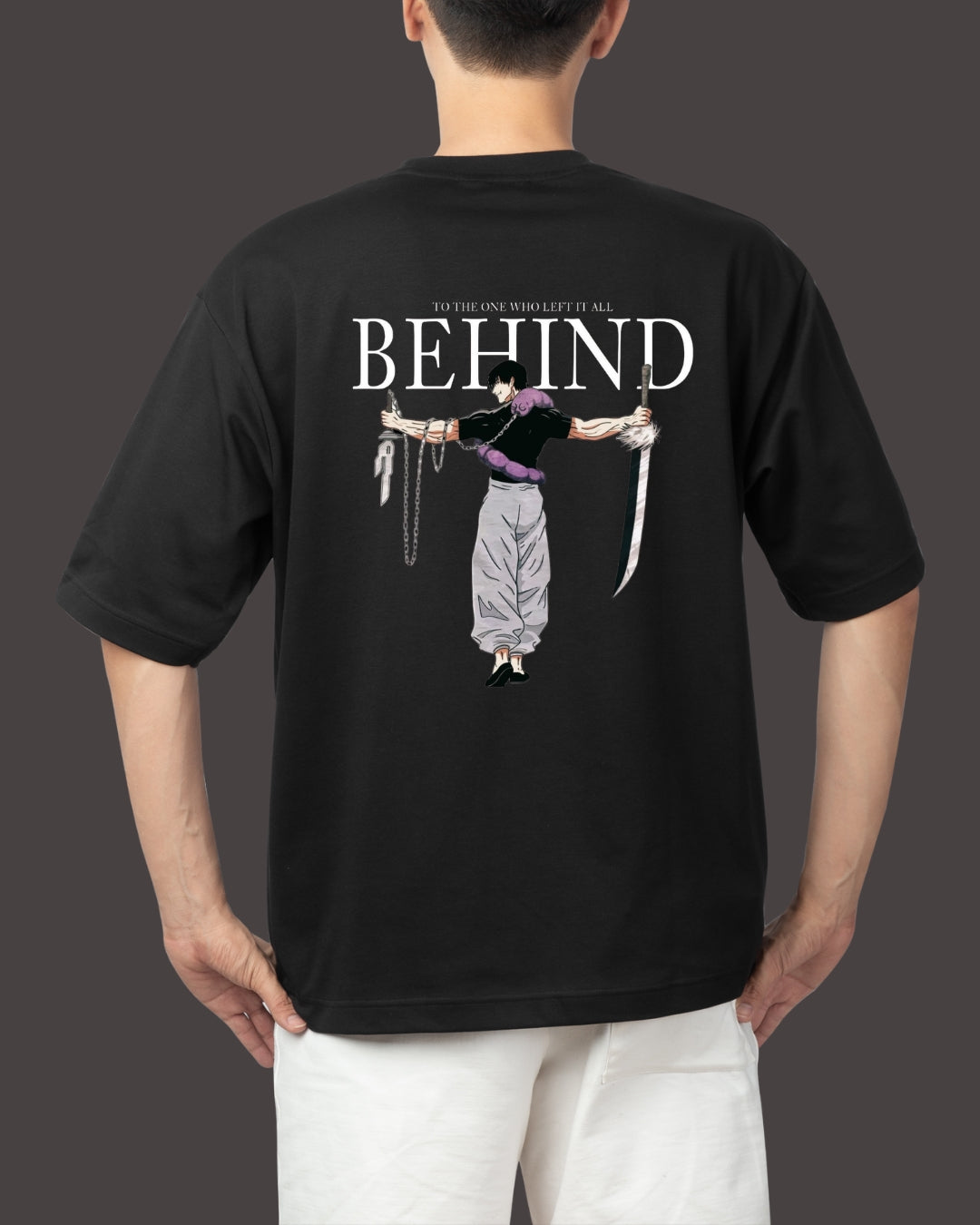 “Behind Graphic Anime T-Shirt – Black |
