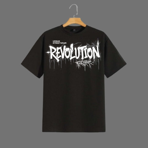 "Revolution" Urban Streetwear Graphic Tee – Black