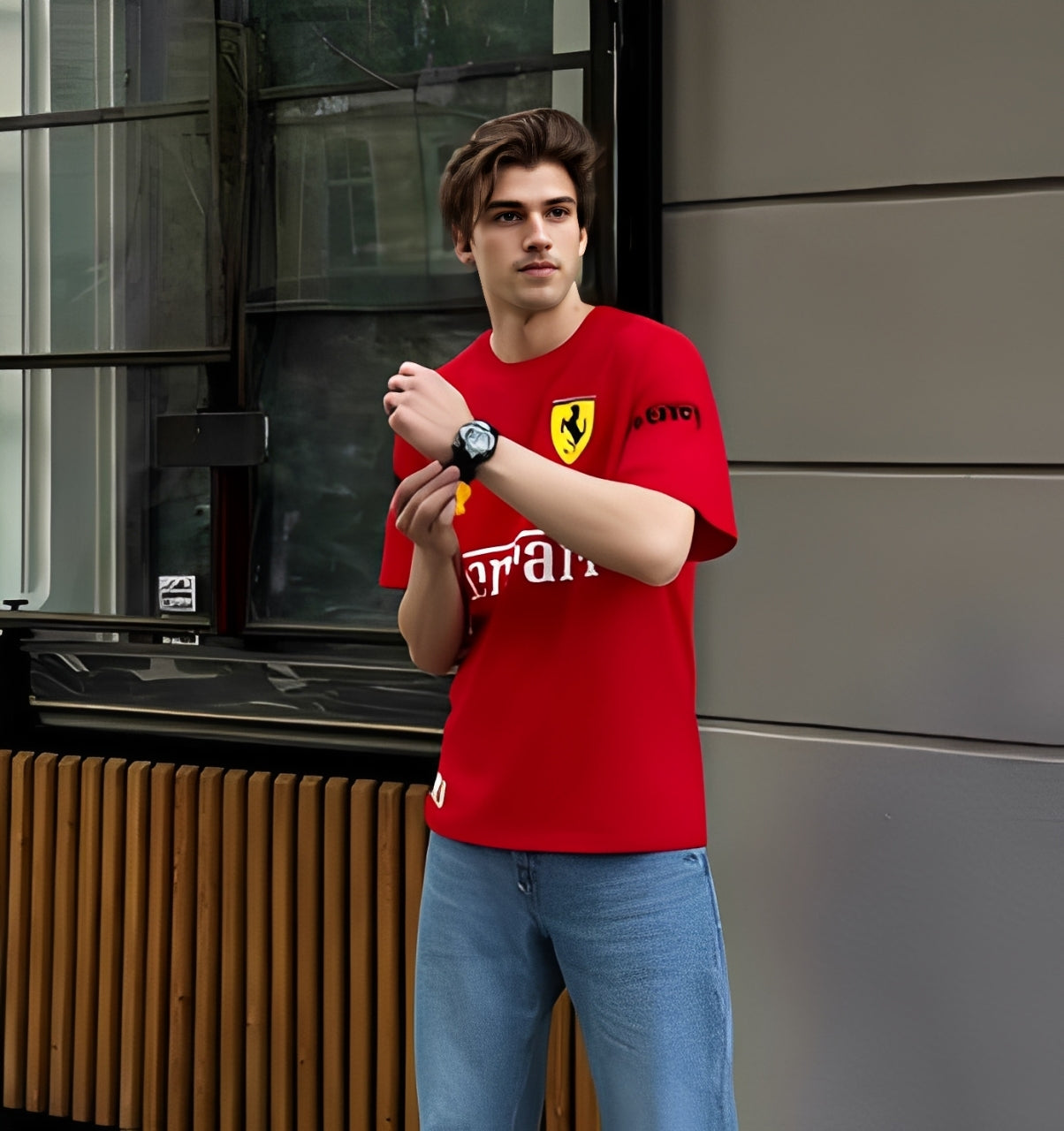 Ferrari Team Red Graphic T-Shirt | Leclerc Edition Sports Tee