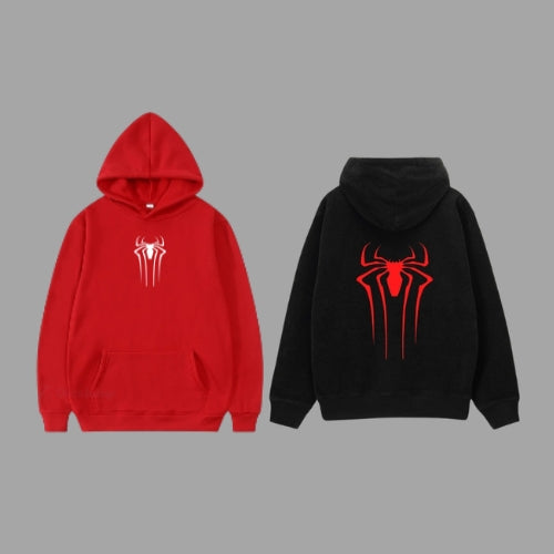 Spider Logo Couple Hoodies – Red & Black Edition