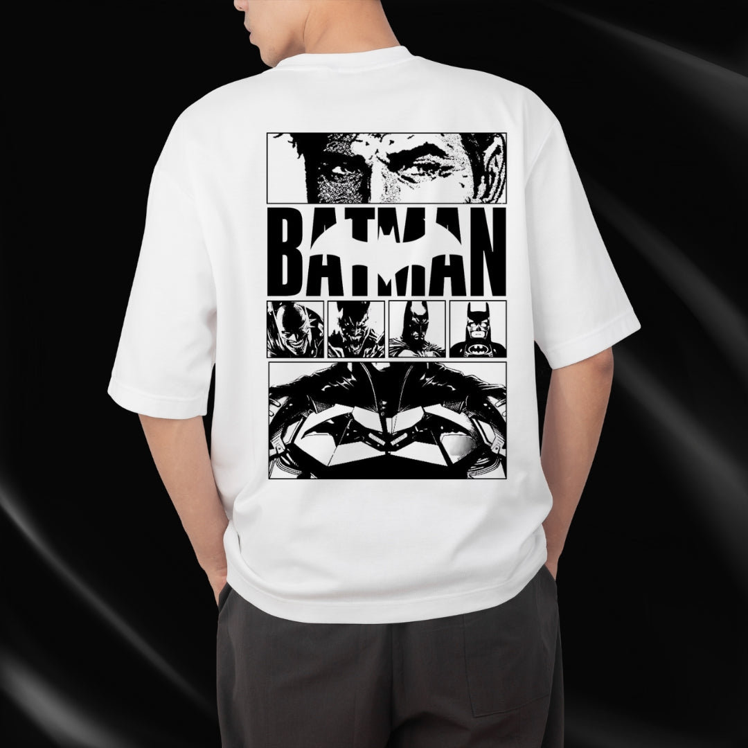 Batman Graphic Comic Style Oversized T-Shirt – White