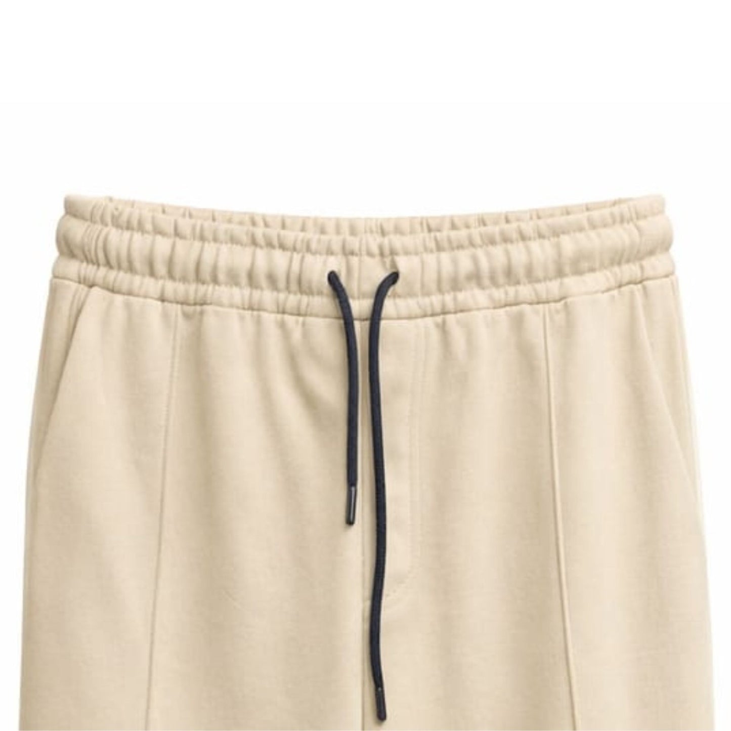 Beige Slim-Fit Drawstring Jogger Pants