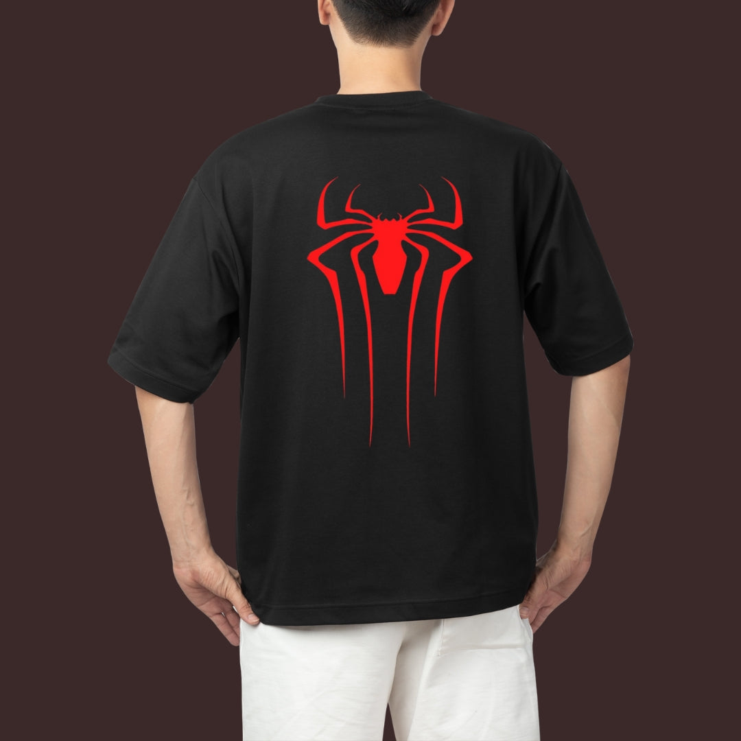 Black Oversized Spider Graphic T-Shirt (PUFF PRINT)