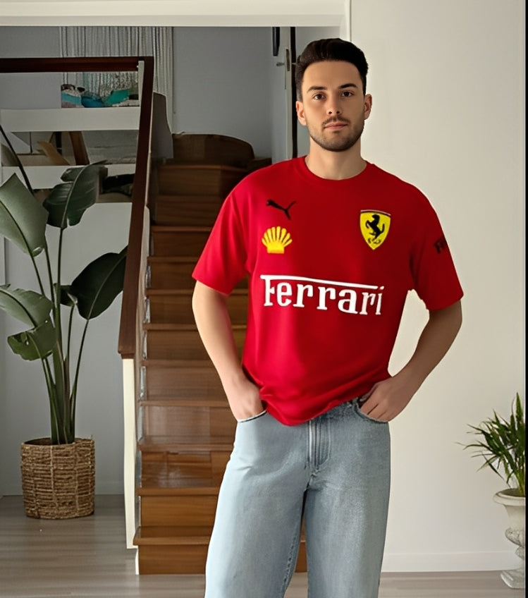 Ferrari Team Red Graphic T-Shirt | Leclerc Edition Sports Tee
