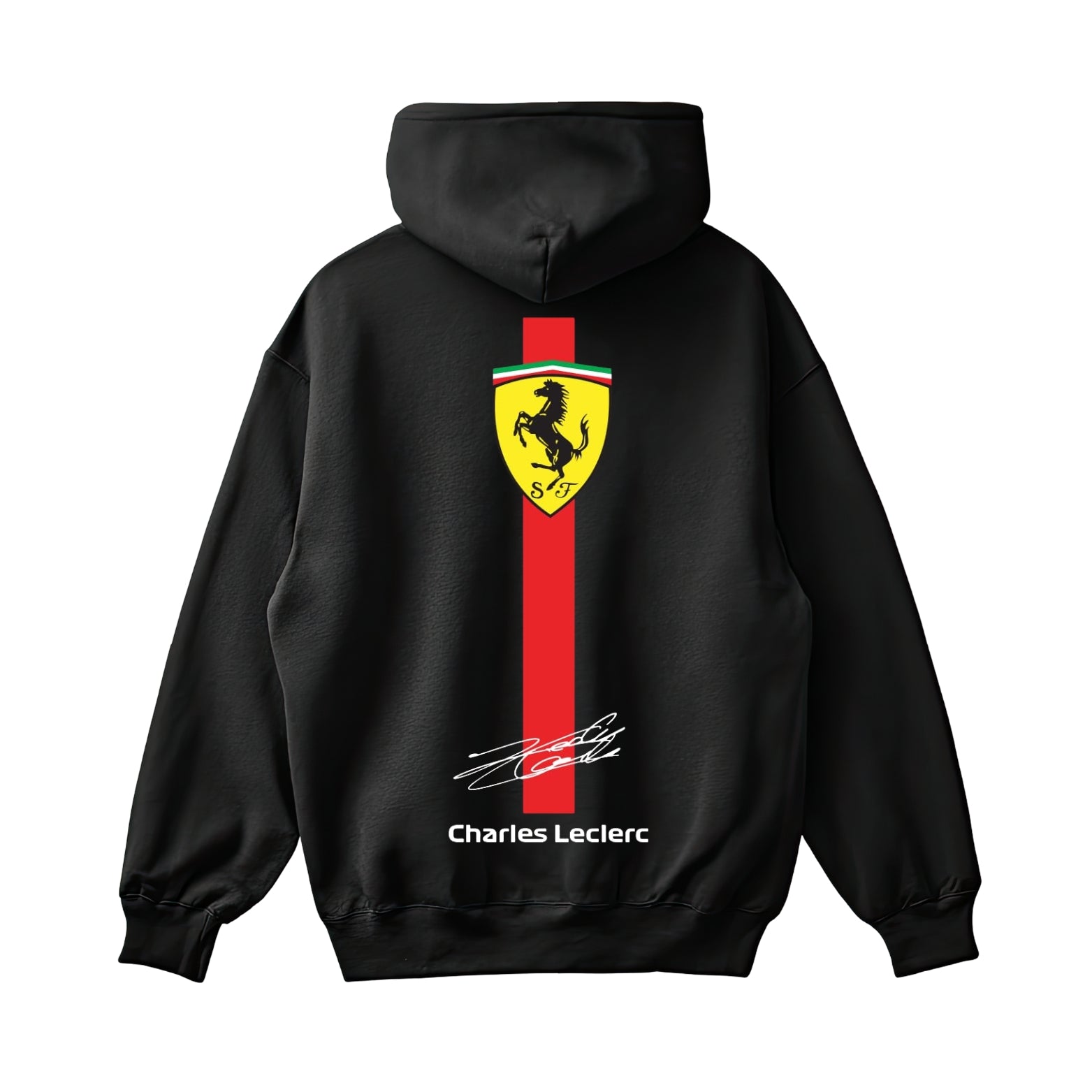 Ferrari Charles Leclerc 16 Black Premium Hoodie – Front & Back Logo Design