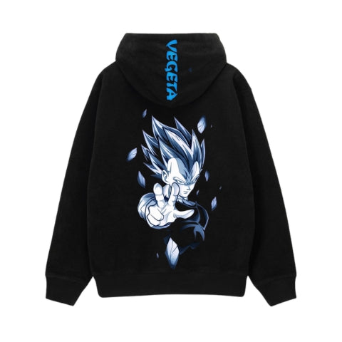 Vegeta Inspired Anime Graphic Hoodie | Bold Blue Saiyan Design