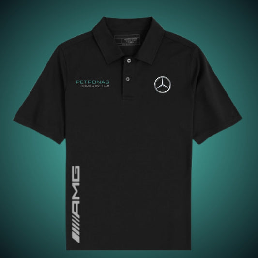 Mercedes AMG Petronas Black Polo Shirt for Men | Premium Cotton Polo Tee