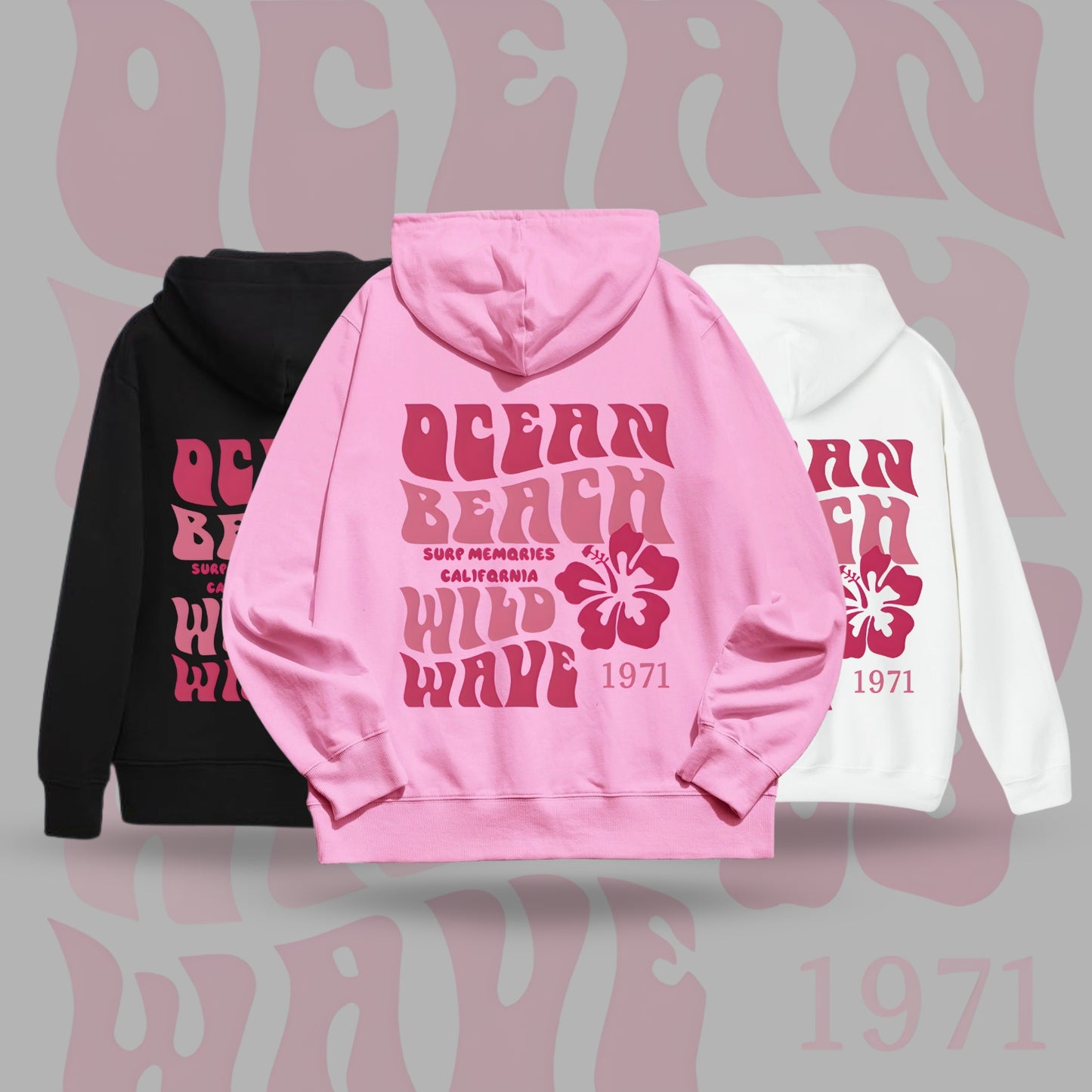 Ocean Beach Wild Wave Hoodie – 1971 Retro California Surf Style
