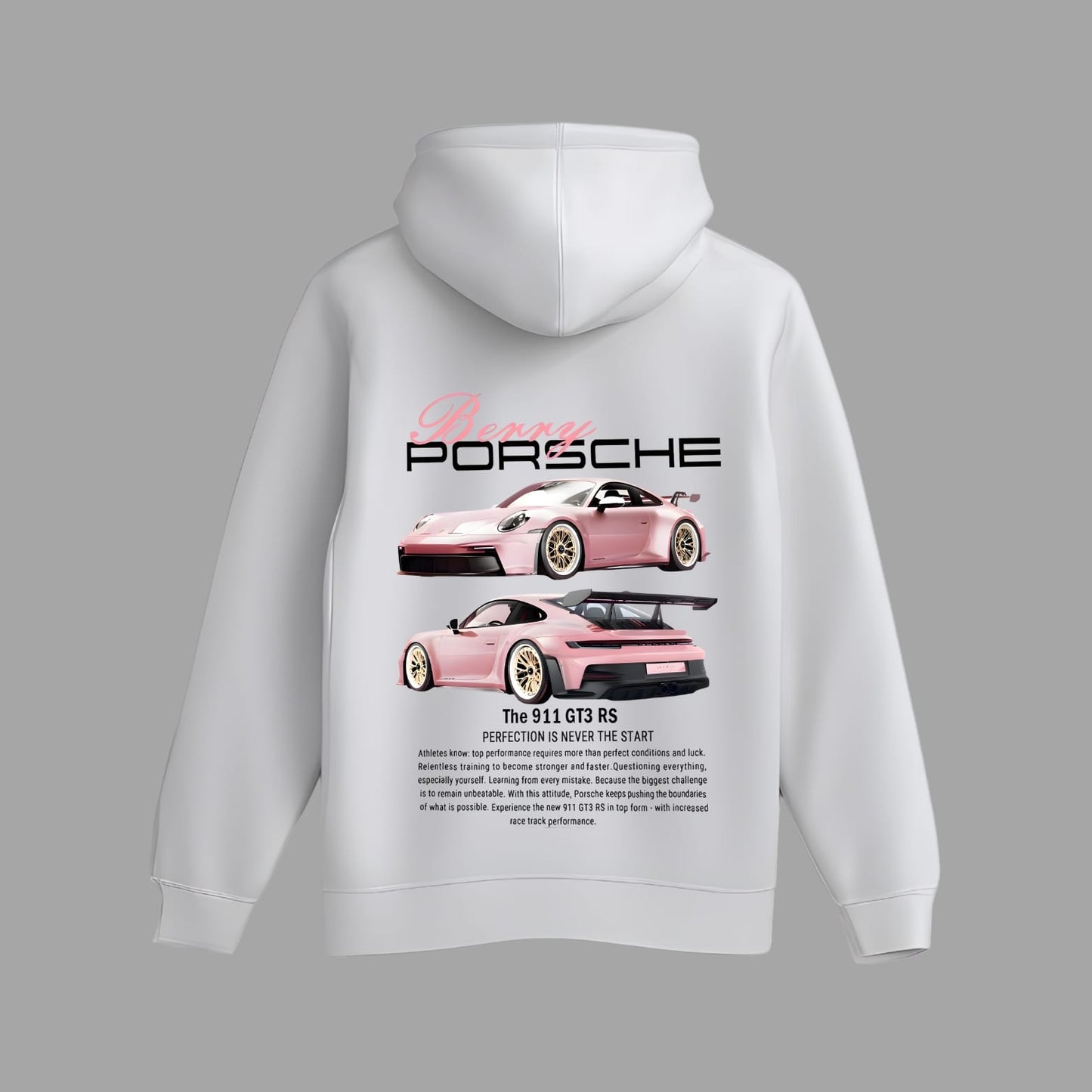 Premium Porsche Car Print Hoodie – Berry Pink GT3 RS